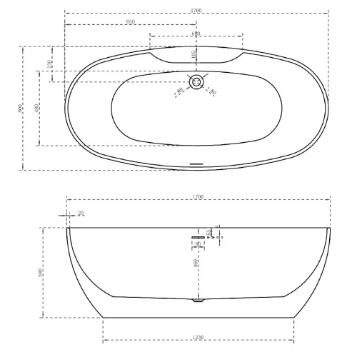 Акриловая ванна ABBER AB9323 170*80, изображение 10