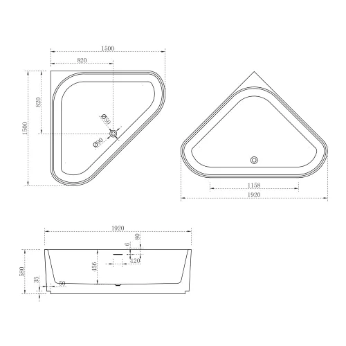 Акриловая ванна ABBER AB9446MW  150х150 белая матовая, изображение 12