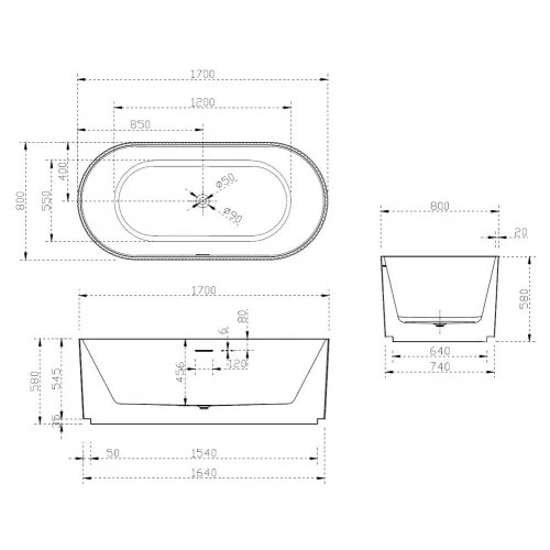 Акриловая ванна ABBER AB9325-1.7 170*80, изображение 10