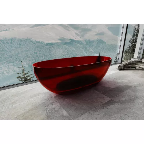 Ванна из полиэфирной смолы  ABBER Kristall AT9703Rubin красная 170*75 прозрачная, Выбрать цвет: Красный, изображение 2