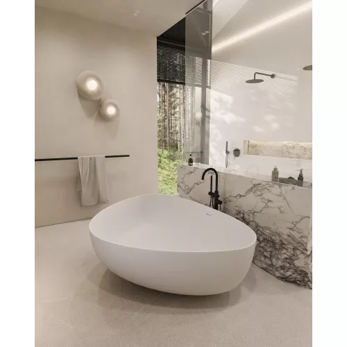 Ванна из искусственного камня ABBER Stein AS9608 белая матовая 180*130, изображение 11