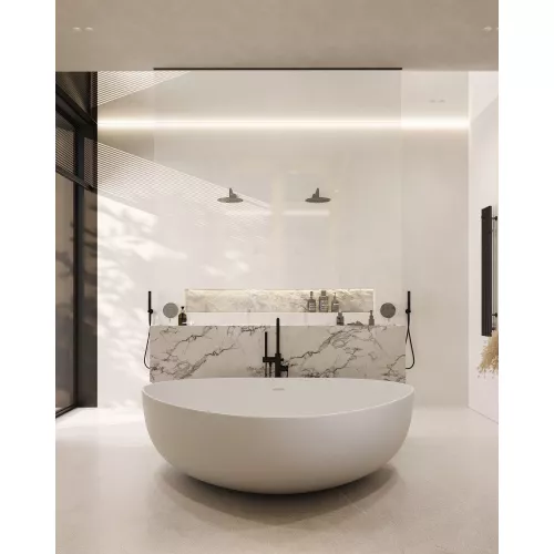 Ванна из искусственного камня ABBER Stein AS9608 белая матовая 180*130, изображение 10