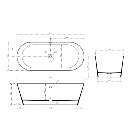 Ванна из искусственного камня ABBER Stein AS9622 белая матовая 165*70, изображение 16