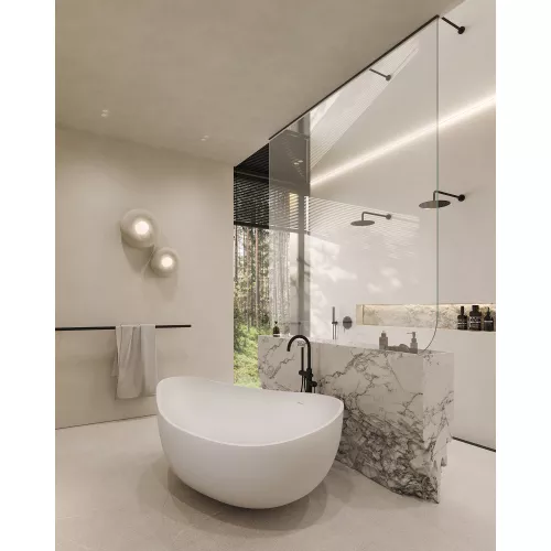 Ванна из искусственного камня ABBER Stein AS9639 белая матовая 180*110, изображение 10