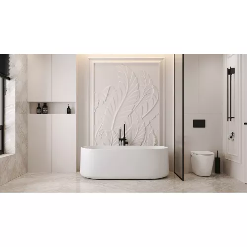 Ванна из искусственного камня ABBER Stein AS9607 белая матовая 170*75, изображение 13