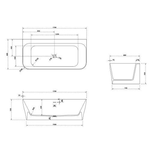 Ванна из искусственного камня ABBER Stein AS9616 белая матовая 170*80, изображение 13