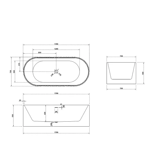 Ванна из искусственного камня ABBER Stein 170х75 белая матовая, изображение 14