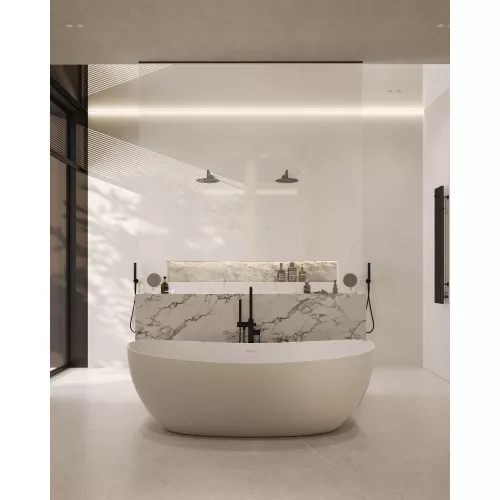 Ванна из искусственного камня ABBER Stein AS9615 белая матовая, Выбрать размер: 163х85, изображение 10