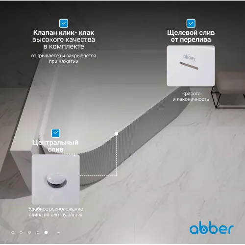 Акриловая ванна ABBER AB9446MW  150х150 белая матовая, изображение 6