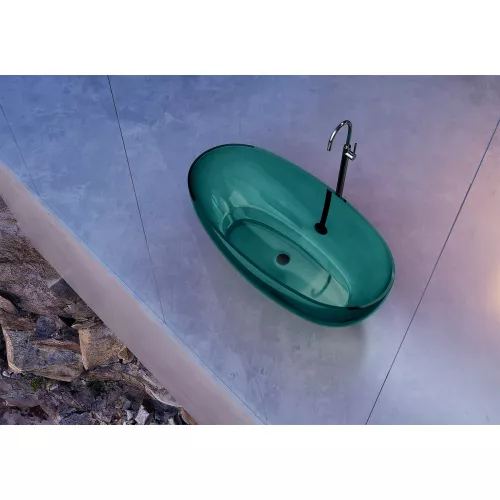 Ванна из полиэфирной смолы  ABBER Kristall AT9703Aquamarin бирюзовая 170*75 прозрачная, Выбрать цвет: Бирюзовый, изображение 9