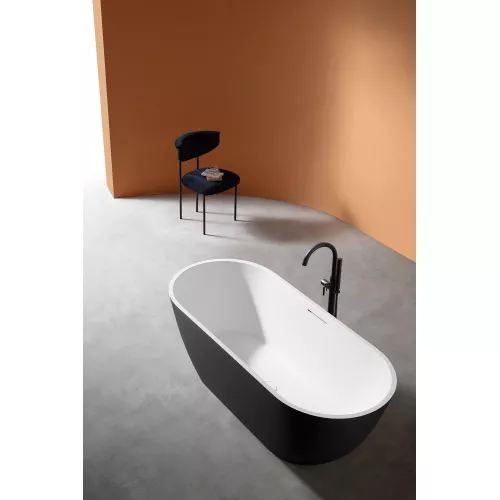 Ванна из искусственного камня ABBER Frankfurt 170х75 черно-белая матовая, Выбрать цвет: Черный / Белый, изображение 9