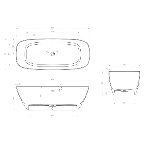 Ванна из искусственного камня ABBER Stein AS9612-1.7 белая матовая 170х72, изображение 12