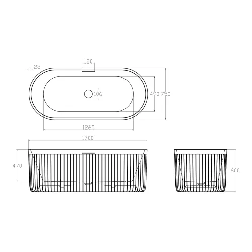 Ванна из искусственного камня ABBER Stuttgart 170х75 белая матовая, Выбрать цвет: Белая, изображение 10