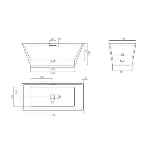 Ванна из искусственного камня ABBER Berlin AM9912 белая матовая  170*75, изображение 12
