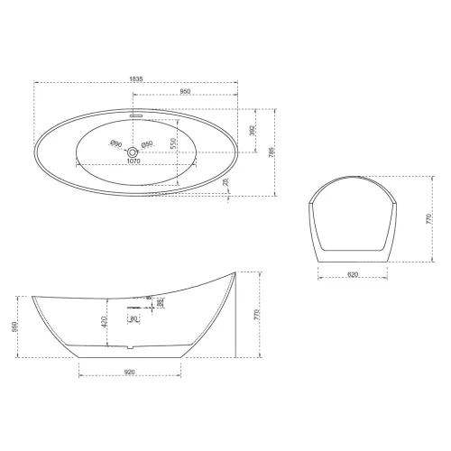 Акриловая ванна ABBER AB9233 184х80, Выбрать цвет: Белый, изображение 13