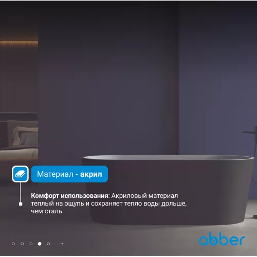 Акриловая ванна ABBER AB9209MB 170х80, Выбрать цвет: Черный матовый, изображение 6