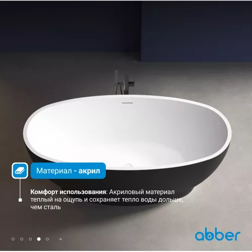 Акриловая ванна ABBER AB9207MB 165х80, Выбрать цвет: Черный матовый, изображение 4
