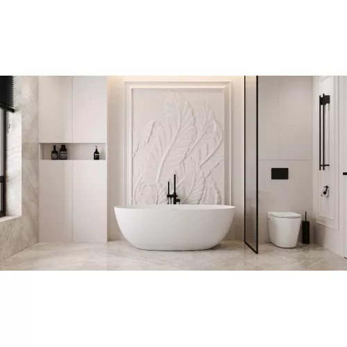 Ванна из искусственного камня ABBER Stein AS9624 белая матовая, Выбрать размер: 150x72, изображение 11