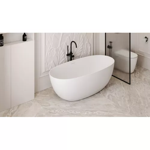 Ванна из искусственного камня ABBER Stein AS9624 белая матовая, Выбрать размер: 150x72, изображение 12