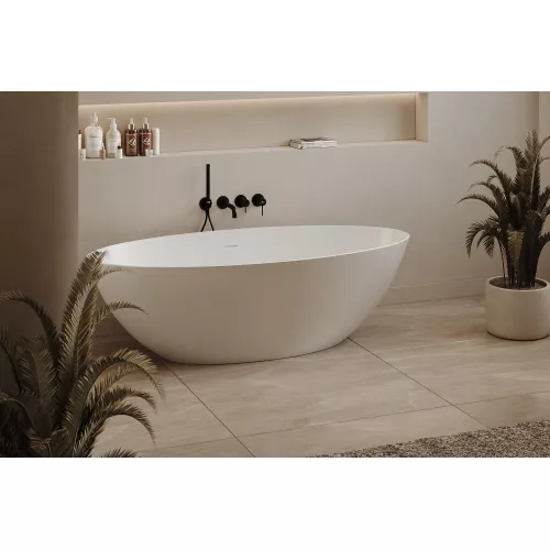 Ванна из искусственного камня ABBER Stein AS9625  белая матовая, Выбрать размер: 160x75, изображение 14