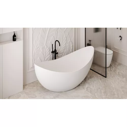 Ванна из искусственного камня ABBER Stein AS9633 белая матовая 180*80, изображение 14