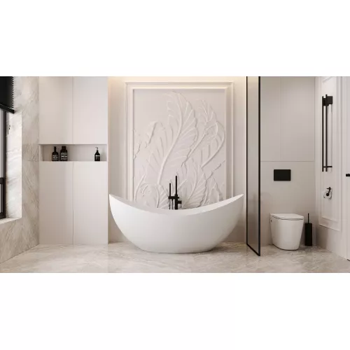 Ванна из искусственного камня ABBER Stein AS9633 белая матовая 180*80, изображение 13