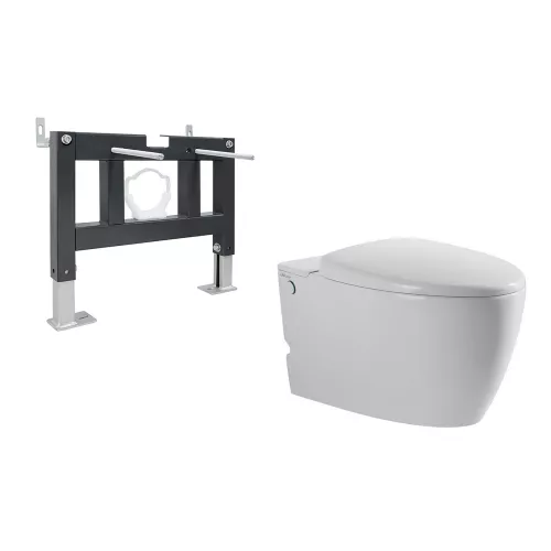 Комплект ABBER подвесной унитаз Bequem AC1107P белый с импульсным смывом с инсталляцией AC0101P