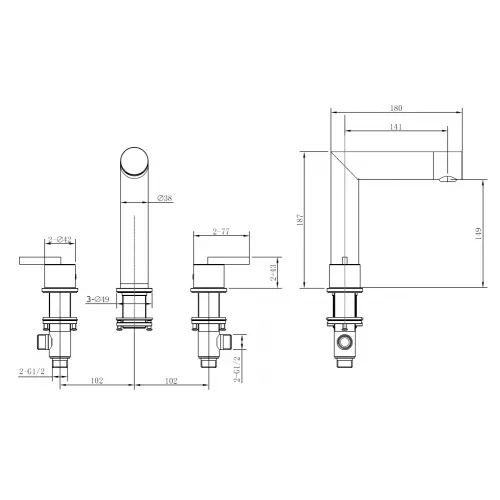 Смеситель ABBER Perfekte 316 AF8A08BG для раковины, золото брашированное, Выбрать цвет: Золото брашированное, изображение 3