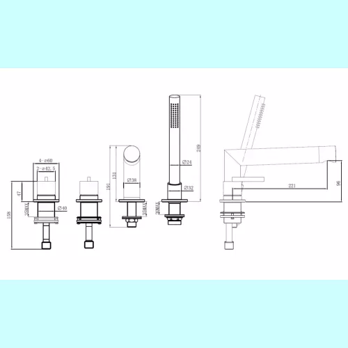 Смеситель ABBER Perfekte 316 AF8A13BST на борт ванны с лейкой, сталь брашированная, Выбрать цвет: Сталь брашированная, изображение 3