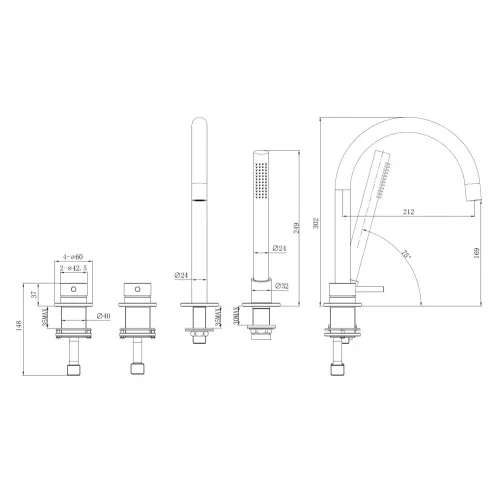Смеситель ABBER Wasser Kreis 316 AF8115BG напольный для ванны, золото брашированное, Выбрать цвет: Золото брашированное, изображение 2