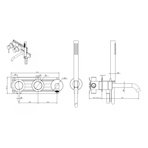 Смеситель ABBER Wasser Kreis 316 AF8130BG для ванны скрытого монтажа, золото брашированное, Выбрать цвет: Золото брашированное, изображение 3