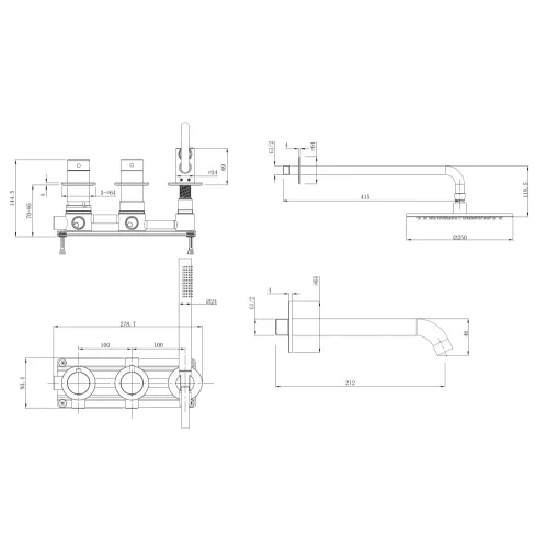 Душевая система ABBER Wasser Kreis 316 AF8150BG скрытого монтажа с изливом, термостат, золото брашированное, Выбрать цвет: Золото брашированное, изображение 3