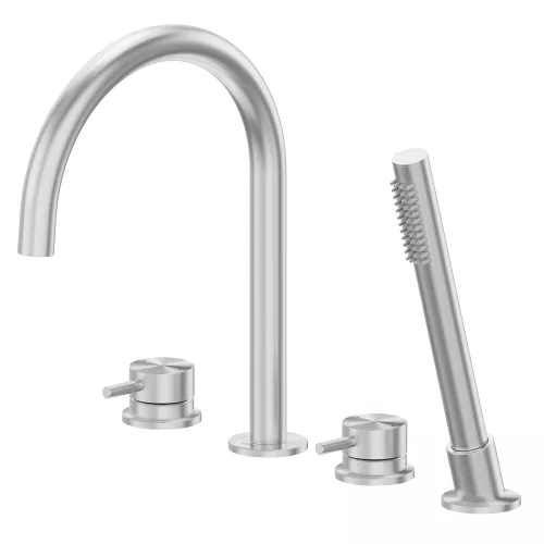 Смеситель ABBER Wasser Kreis 316 AF8113BST на борт ванны, сталь брашированная, Выбрать цвет: Сталь брашированная