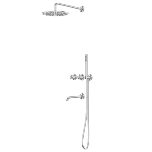 Душевая система ABBER Wasser Kreis 316 AF8150BST скрытого монтажа с изливом, термостат, сталь брашированная, Выбрать цвет: Сталь брашированная