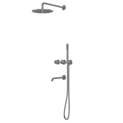 Душевая система ABBER Wasser Kreis 316 AF8150BGG скрытого монтажа с изливом, термостат, оружейная сталь брашированная, Выбрать цвет: Оружейная сталь брашированная
