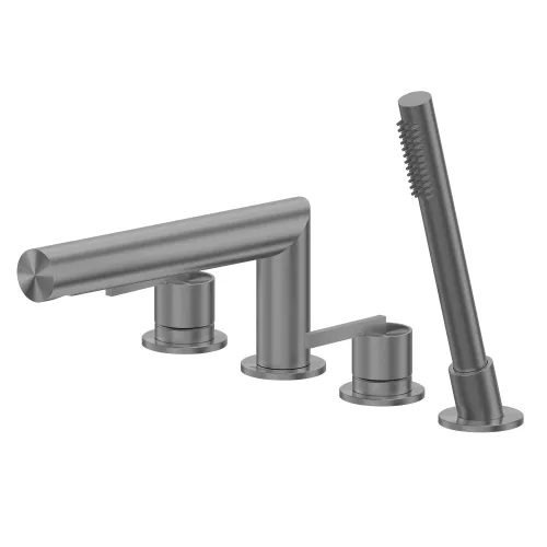 Смеситель ABBER Perfekte 316 AF8A13BGG на борт ванны с лейкой, оружейная сталь брашированная, Выбрать цвет: Оружейная сталь