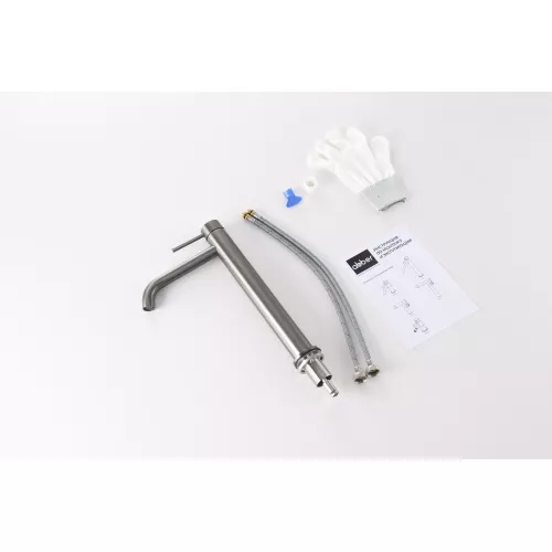 Смеситель ABBER Wasser Kreis 316 AF8111BGG-L для накладной раковины, оружейная сталь брашированная, Выбрать цвет: Оружейная сталь, изображение 2