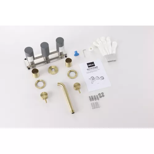 Смеситель ABBER Wasser Kreis 316 AF81123BG-L для раковины скрытого монтажа, золото брашированное, Выбрать цвет: Золото брашированное, изображение 2