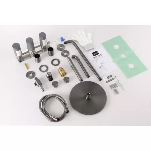 Душевая система ABBER Wasser Kreis 316 AF8150BGG скрытого монтажа с изливом, термостат, оружейная сталь брашированная, Выбрать цвет: Оружейная сталь брашированная, изображение 2