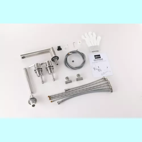 Смеситель ABBER Perfekte 316 AF8A13BST на борт ванны с лейкой, сталь брашированная, Выбрать цвет: Сталь брашированная, изображение 2