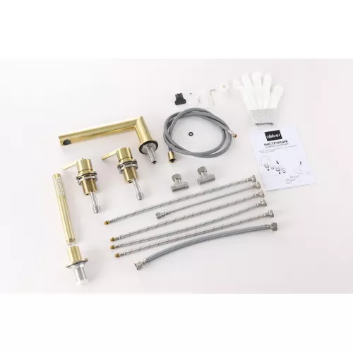 Смеситель ABBER Perfekte 316 AF8A13BG на борт ванны с лейкой, золото брашированное, Выбрать цвет: Золото брашированное, изображение 2