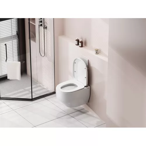 Унитаз ABBER Rechteck AC1218 подвесной белый, безободковый, смыв торнадо и струйный смыв, изображение 4