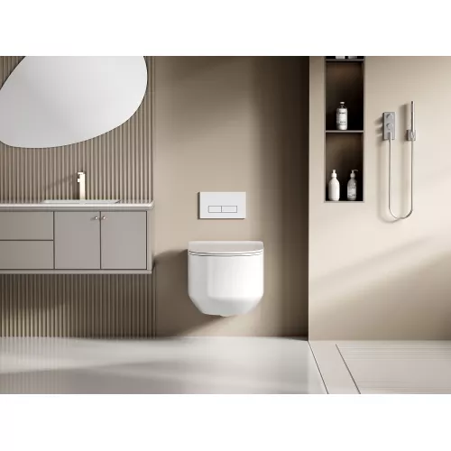 Унитаз ABBER Bequem AC1130 подвесной белый, безободковый, смыв торнадо, изображение 2