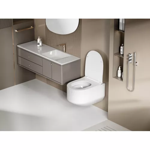 Унитаз ABBER Bequem AC1130 подвесной белый, безободковый, смыв торнадо, изображение 4