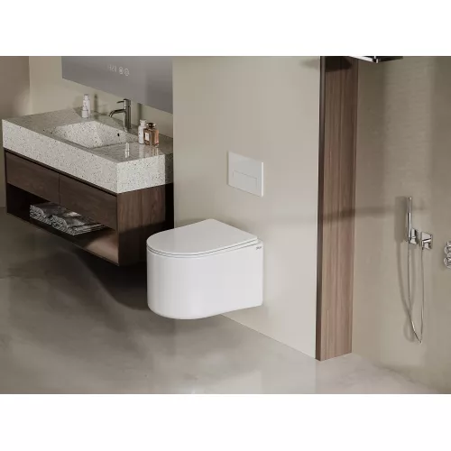 Унитаз ABBER Bequem AC1129 подвесной белый, безободковый, смыв торнадо, изображение 2