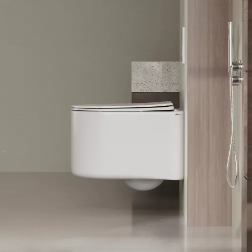 Унитаз ABBER Bequem AC1129 подвесной белый, безободковый, смыв торнадо, изображение 6