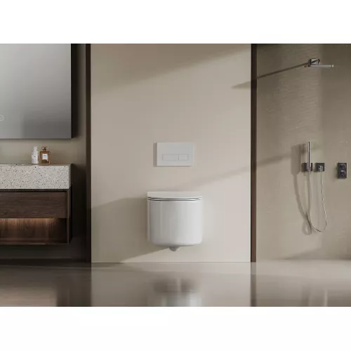 Унитаз ABBER Bequem AC1129 подвесной белый, безободковый, смыв торнадо, изображение 3