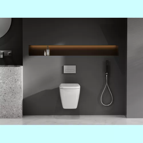 Унитаз ABBER Rechteck AC1217 подвесной белый, безободковый, смыв торнадо, изображение 3