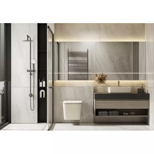 Унитаз ABBER Rechteck AC1201MBE подвесной светло-бежевый матовый, безободковый, изображение 2