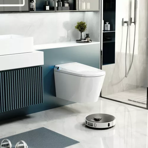 Комплект ABBER подвесной электронный унитаз-биде Bequem AC1119S белый с импульсным смывом с инсталляцией AC0101P, изображение 3